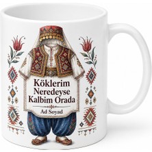 Tupya Gift Yöresel Kıyafet Temalı Memleket Kupası Özel Baskılı Porselen Kupa Bardak Hediye