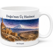 Tupya Gift Ağrı Ishak Paşa Sarayı Ağrı Dağı Zirvesi Meteor Çukuru Baskılı Porselen Kupa Bardak Hediye