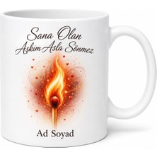 Tupya Gift Sana Olan Aşkım Ateşli Kibrit Yanan Ateş Çizimli Tutku Dolu Sevgililer Günü Kupa Bardak Hediye