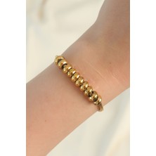 Cm Store 316L Çelik Gold Renk Oval Figürlü Bileklik 5886