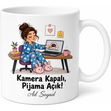 Tupya Gift Evden Çalışırken Kameraları Kapatan Pijamalı Çalışan Kupası Hediye Bardak