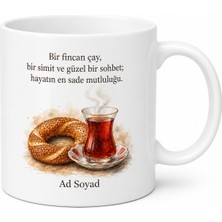 Tupya Gift Simit ve Çay Temalı Nostaljik Baskılı Kupa Bardak Hediye Özel Tasarım