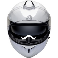 Nukro 938-SV Solid Glossy White Çene Açılır Kask