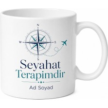 Tupya Gift Travel Is My Therapy Yazılı Seyahat Terapimdir Baskılı Porselen Kupa Bardak Hediye