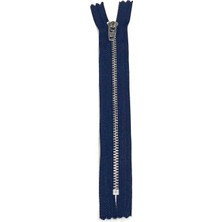 Kot Pantolon Fermuarı / Demir Diş Pantolon Fermuarı / Lacivert Gümüş Diş 18 cm