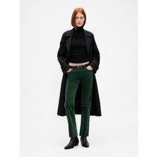 Gap Kadın Yeşil Low Rise Kadife '90S Slim Pantolon