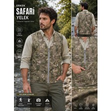 Kavaklıdere Giyim Erkek Kamuflaj Safari Yelek Çok Cepli Fermuarlı Outdoor Avcı Balıkçı Kamp Yeleği