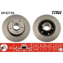 TRW Almparca Arka Fren Aynasi Renault Trafic Ii 01 06 Opel Vivaro 01 06 280X12X5DELİK