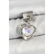 Cm Store 316L Çelik Sallantılı Zirkon Taşlı Kalp Model Gümüş Renk Nomination Charm 5886