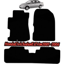 Gian Fabio Falleri Lacasa Honda Civic Sedan (2001-2006) Uyumlu Renkli Biye-Silikon Topukluklu Premium Velur Halı Paspas