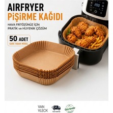 Van Vleck 50'li Airfryer Pişirme Kağıdı – Yağlı, Yapışmaz Tek Kullanımlık Air Fryer Kağıdı