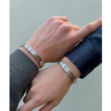 Moonpiece Collection Kişiye Özel Baskılı Çelik Bileklik (2 Adet) Sevgili Arkadaş Hediye