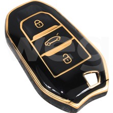 Wegna Almparca Kontak Anahtar Kumanda Koruyucu Kilif Tpu Silikon Siyah Citroen C5 Aircross-C3-C4-C-Elysee
