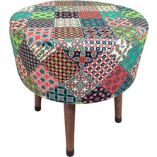 Ustaagac Osmanlı Bohem Etnik Puf Koltuk Bench Tabure – Dekoratif Ahşap Ayaklı | Doğal & Modern Stil