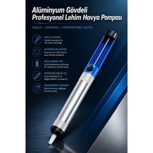 Derwell Alüminyum Gövdeli Profesyonel Lehim Havya Pompası - Yüksek Emiş Gücüne Sahip Basınçlı Vakum Teknolojisi - Elektronik Devre, Anakart ve Kart Tamiri Için Güvenli Manuel Lehim Sökücü