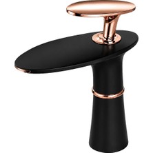 Üstüner Rıva Kısa Lavabo Bataryası Mat Sıyah-Rose