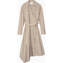3.1 Phillip Lim Çizgili Poplin Wrap Midi Kadın Gömlek Elbise