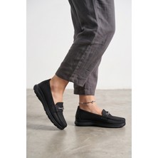 Liarca Aura Comfort – Ortopedik Tabanlı Işıltı Detaylı Kadın Siyah Günlük Casual Loafer Ayakkabı