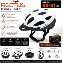 Rectus Bisiklet Kaskı ( Beyaz Yetişkin Vizörlü LED Işıklı Beden 58/61)