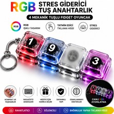 Qifit LED Işıklı Kedi Şekilli Fidget Anahtarlık Klavye , Stres Giderici Oyuncak, Mekanik Klavye Tuşu Clicker Taraftar