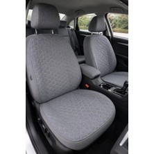 Tomoni Volkswagen T-Cross Uyumlu Kaydırmaz Tabanlı Oto Koltuk Minder Seti - 5 Li Full Set-Sünger Destekli- Kapitoneli- Terletmez Kumaş-Pratik Kurulum-Gri