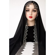 Ceylan Collection Mevlüt Örtüsü - Siyah Tel Kırma El Işlemeli Özel Tasarım Şifon Mevlüt Örtüsü 75×150