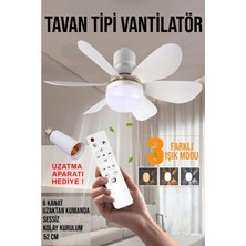 Fitfiyat 6 Kanatlı Sessiz LED Işıklı Çok Fonksiyonlu Kolay Kurulum Tavan Vantilatörü UZATMA APARATI Hediye