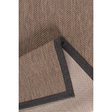 TCH Home Living Lora Kahverengi Sisal Balık Sırtı Deseni Özel Kumaş Bordürlü Dokuma Kaymaz Taban Silinebilir Mutfak Antre Koridor Oturma Yatak Odası Salon Halı Yolluk