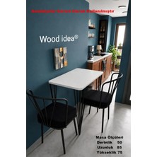 Wood Idea 50X85 cm Firkete Ayaklı Beyaz Mutfak Masası,yemek Masası..balkon Masası