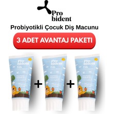 Probident Kids 60 ml Doğal Şeftali Aromalı Diş Macunu Aktif Probiyotikli 3 Adet Hassas Diş Etleri İçin Ferahlatıcı Jel