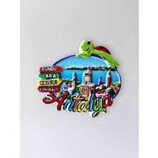 Mundy Antalya Kabartmalı Polyester Magnet Kaleiçi Lara Konyaaltı Kundu Hediyelik Buzdolabı Magneti 7 x 6 cm (KOD:1250)