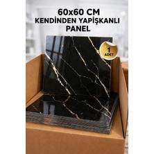 Ukab Dekor 60X60 cm Siyah Mermer Desenli Kendinden Yapışkanlı Seramik Köpük Pvc Duvar Paneli Banyo Wc Mutfak