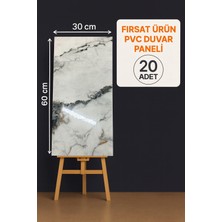 Ukab Dekor 20 Adet (30X60 Cm) Dekoratif Gri Mermer Desenli Kendinden Yapışkanlı Esnek Köpük Pvc Panel