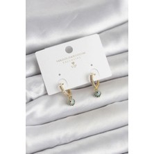 Sora Home Minimal Nazarlı Model Gold Renk Zirkon Taşlı Kadın Küpe