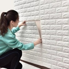 Ukab Dekor Kendinden Yapışkanlı Beyaz Esnek Köpük Taş Desen Duvar Paneli 38X70 cm (1 Adet 0,26M²) Salon, Mutfak