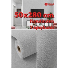 Ukab Dekor Gri Keten Dokulu Kendinden Yapışkanlı Silinebilir Dekoratif Duvar Kaplama Paneli 50X280 cm (1,4 M²) 1 Adet