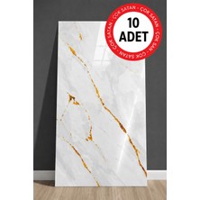 Ukab Dekor 10 Adet 30X60 cm Dekoratif Mermer Desenli Kendinden Yapışkanlı Duvar Paneli (Banyo Wc Mutfak)