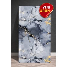 Ukab Dekor 30X60 cm Mavi Mermer Desenli Kendinden Yapışkanlı Seramik Köpük Banyo Wc Kaplama Pvc Duvar Paneli