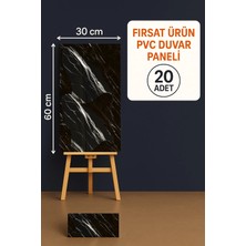 Ukab Dekor 20 Adet (30X60 Cm) Dekoratif Siyah - Beyaz Mermer Desenli Kendinden Yapışkanlı Esnek Köpük Pvc Panel