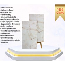 Ukab Dekor 30X60 cm (0,18 M²) Kendinden Yapışkanlı Bej Mermer Görünümlü Dekoratif Pvc Duvar Paneli