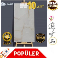Ukab Dekor 30X60 cm Kendinden Yapışkanlı Bej Dekoratif Esnek Köpük Pvc Mermer Panel (10 Adet)
