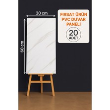 Ukab Dekor Beyaz Mermer Desenli Kendinden Yapışkanlı Esnek Köpük Pvc Panel 20 Adet (30X60 Cm)