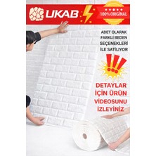 Ukab Dekor Kendinden Yapışkanlı Dekoratif 3D Beyaz Duvar Paneli Esnek Duvar Kağıdı Kaplama Paneli Köpük