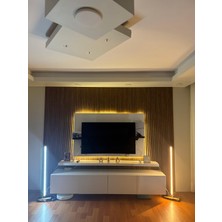 Doğal Ceviz Ahşap LED Lambader, Uzaktan Kumandalı 220V Modern Dekoratif Yer Lambası