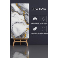 Ukab Dekor 30X60 Cmkendinden Yapışkanlı Esnek Köpük Mavi Gold Pvc Mermer Panel Wc Banyo Mutfak TJ007