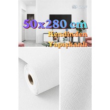 Ukab Dekor Beyaz Dokulu Kendinden Yapışkanlı Silinebilir Dekoratif Duvar Kaplama Paneli 50X280 cm (1,4 M²) 1 Adet