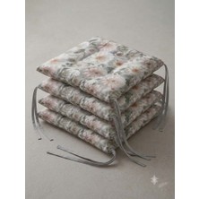 Erca Home Tekstil Ürünleri Boncuk Elyaf Dolgulu Ranforce Pamuklu Kumaş 4 Adet Sandalye Minderi 45 x 45 Yeşil