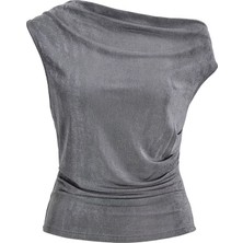 Jack & Jones Jjxx Jxeva Asym Shine Sl Top Jrs Ln Kadın T-Shirt