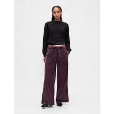 Gap Kadın Bordo Mid Rise Corduroy Baggy Pantolon