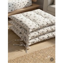 Erca Home Tekstil Ürünleri Boncuk Elyaf Dolgulu Ranforce Pamuklu Kumaş 4 Adet Sandalye Minderi 45 x 45  Beyaz